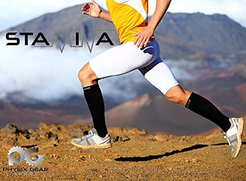 Physix Gear Compression Socks 20-30 mmHg - Men & Women - Running, Nurses, Shin Splints, Flight, Travel Black S/M