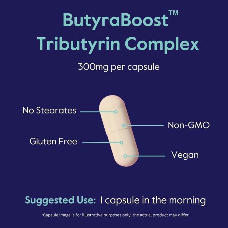 BESTVITE ButyraBoost 300mg Tributyrin Complex (60 Vegetarian Capsules) - No Stearates - Vegan - Non GMO - Gluten Free - Butyrate Gut Health Supplement 60 Count (Pack of 1) - BeesActive Australia