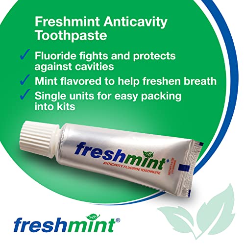 Freshmint 0.6 oz. Anticavity Fluoride Toothpaste, 144 Tubes, Laminated Tube, Tubes do not Have Individual Boxes for Extra Savings, Travel Size