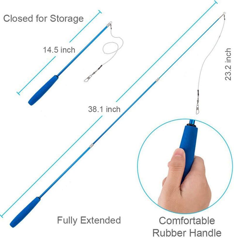 Retractable Cat Wand, Interactive Catcher Teaser Cat Toy 3-Section Teaser Cat Wand Fishing Pole Toy Exerciser for Cat and Kitten (Not Include Replacement) - BeesActive Australia