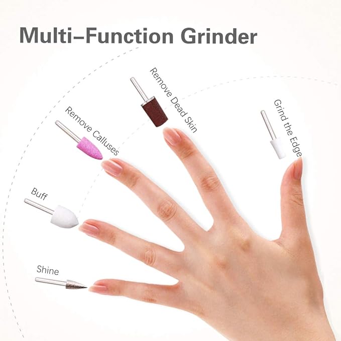 TOUCHBeauty Electric Nail Care, Electric Nail File, Nail Drill, Set of 5, LED Light, Exfoliating, Cuticle Treatment, Nail File, Electric Nail Polish, Electric Nail Machine, Low Vibration, Low Noise, Convenient Storage (Gold) - BeesActive Australia