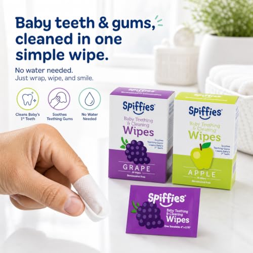 Xylitol Baby Tooth Wipes - Apple & Grape, Fluoride-Free, 60ct Combo 20 Count (Pack of 3)