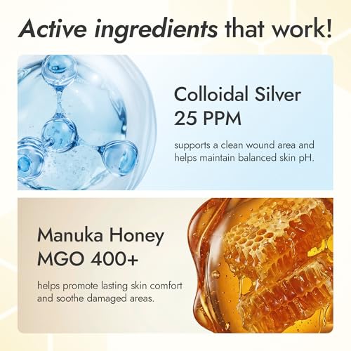 Silver + Manuka Repair Cream for Hot Spot Treatment for Dogs – Helps with Scratches, Irritations, Bites & Cuts – Cat Wound Care Ointment for Dry Skin – Suits for All Pet Breeds, Ages & Sizes – 2 oz Silver + Manuka Repair Cream 2 Fl Oz x 1