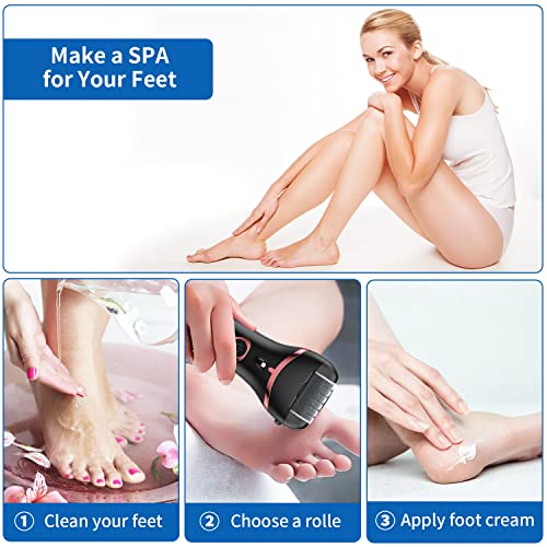 Electric Foot Callus Remover, Rechargeable Foot Scrubber File Pedicure Kits Black