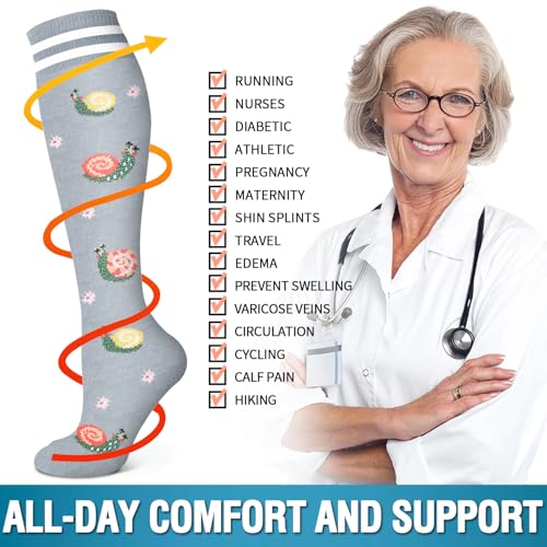 6 Pack Copper Compression Socks for Women and Men Circulation-Best Support for Medical,Running,Nursing,Athletic Large-X-Large D-assorted1-cartoon