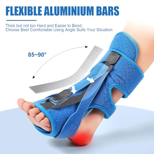 Plantar Fasciitis Night Splint-Upgrade 3 Adjustable Planter Facetious Relief Brace,Plantar Fasciitis Relief Women Men Straps,Support Relief Foot Drop Achilles Tendonitis(Blue-2PC)
