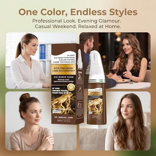 Hair Dye Home Use Dye Comb Integrated Convenient Hair Dye Cream Long-lasting Color No Color Fading Plant Essence No Damage to Hair Ash Brown Ash Blonde Highlights Mild Haircare (Brown)