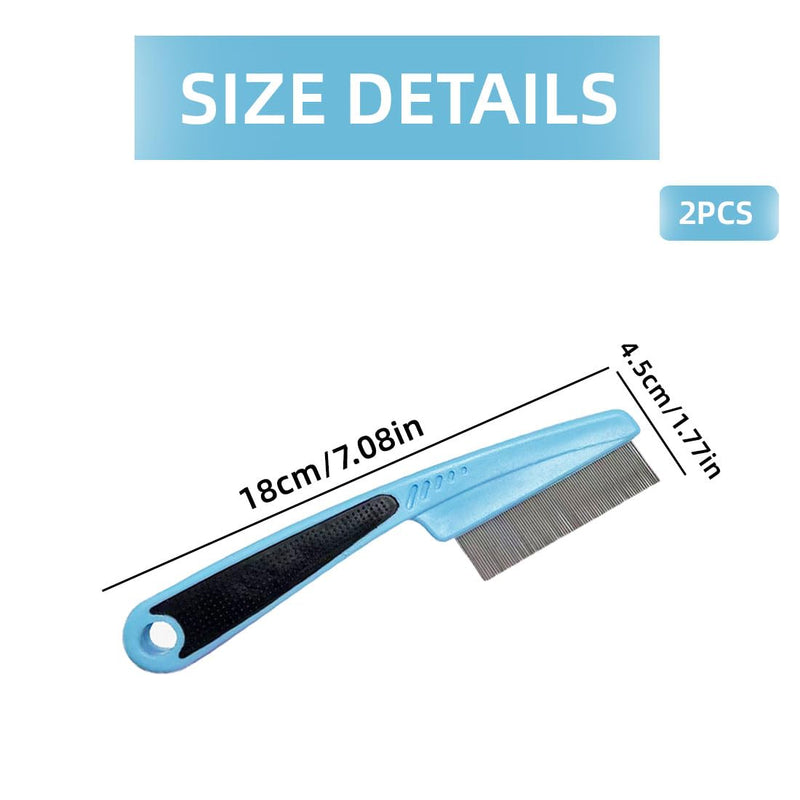BZKSER professional flea comb for dogs and cats - 2 pieces lice comb, dust comb, effective against fleas, lice, ticks and other parasites, nit comb for pets, with rounded metal teeth, rustproof - BeesActive Australia