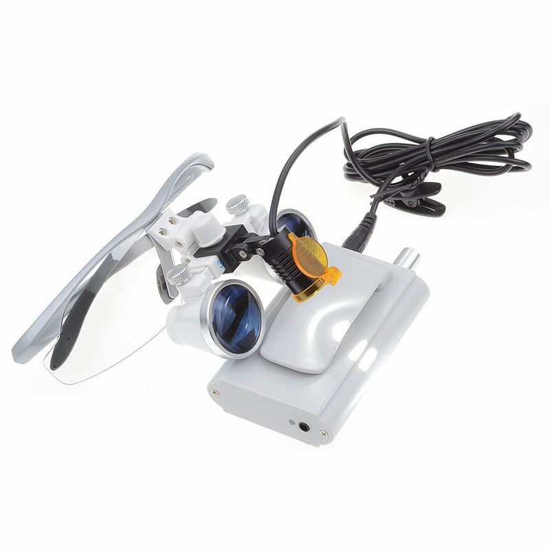 3.5X-420mm Loupes Binocular Magnifier Loupe with 3W LED Spot Filter Headlamp (Silver) Silver - BeesActive Australia