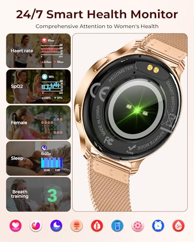Iaret Smart Watch for Women, 1.27" HD Fitness Tracker with 4 Bands & Necklace Gift Set, Heart Rate SpO2 Sleep Monitor, 120+ Sport Modes, Call & Notifications, Smartwatch for Android iPhone, 40mm Starlight