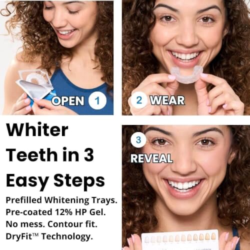 Flexfit™ Prefilled Teeth Whitening Trays - Professional Teeth Whitener with 12% Hydrogen Peroxide, Ready-to-Use Dryfit™ Technology, No-Mess Whitening for Sensitive Teeth