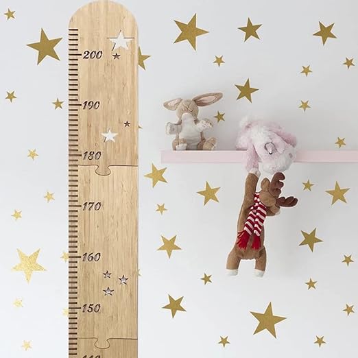 Luottus Wooden Height Meter, Star, Height Scale for Children and Adults, Seal, Children's Growth Record, Wall Ruler, Entrance, Kindergarten, Nursery, Scandinavian Interior, Stylish, Assembly, Measuring Range 0-200 cm -  Australia