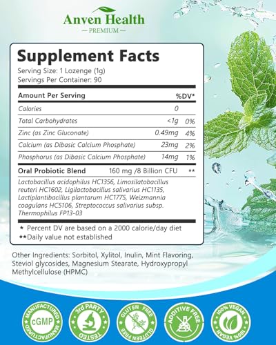 Oral Probiotics Lozenges for Adults,Bad Breath Treatment, 90D 90 Count (Pack of 1)