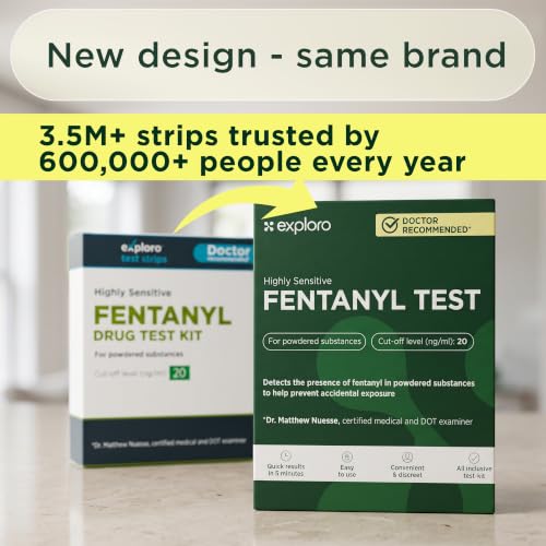 Exploro Fentanyl Test Strips for Powder, Harm Reduction Kit, 15 Pack 15 Count (Pack of 1)