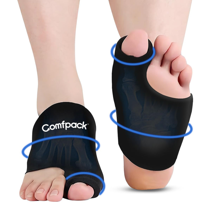 Comfpack Foot Toe Ice Packs Wrap for Bunion, Plantar Fasciitis, Hallux Valgus, Gout, Swelling & Injuries, Big Toe Brace for Arthritis, Hot Cold Compress Therapy Gel Ice Pack for Feet Recovery, 2 Packs - BeesActive Australia