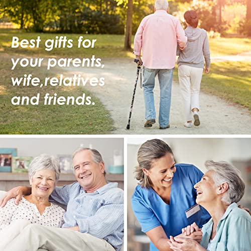 Walking Cane PANZHENG Cane for Man/Woman | Mobility & Daily Living Aids | 5-Level Height Adjustable Walking Stick | Comfortable Plastic T-Handle Portable Walking Stick Folding Cane Cane-Black print