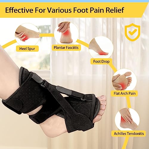 2 Pack Plantar Fasciitis Night Splint,Relieve Foot Pain Morning Foot Pain Achilles Tendinitis Foot Drop, Women & Men (Black) 2