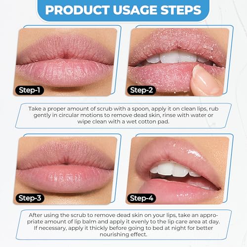 2 in 1 Lip Care Kit with Blueberry Lip Scrubber Exfoliator 28g and Strawberry moisturizing lips balm 20g – lip lightening for dark lips, Dry, Chapped, Cracked Lips (48g) Strawberry And Blueberry
