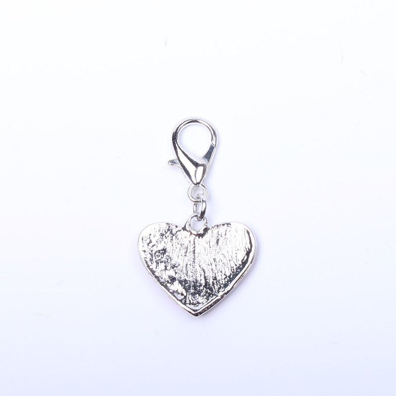 Dog and cat shiny heart shape full rhinestone charm pendant Pink - BeesActive Australia