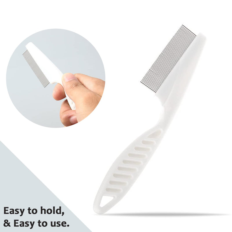 1 Piece Metal Hair Nit Comb With Long Handle Remove Head Nits Fine Metal Tooth Nit Comb For Adults Kids And Pets (White) White - BeesActive Australia