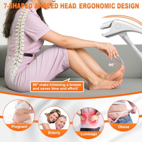 Toenail Clippers for Seniors, 2026 Upgrade Angled Head Nail Clippers for Men with Catcher, CLPPNA Ergonomic Toenails Clipper for Thick Toenails Long Handle, Sharp Wide Jaw Fingernail Clippers Adult 3PCS(2025 Angled Sliver ）