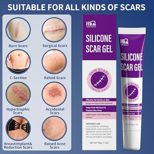 HBM Medical Silicone Scar Gel, Medical Grade Scar Care for Old & New Scars 30g