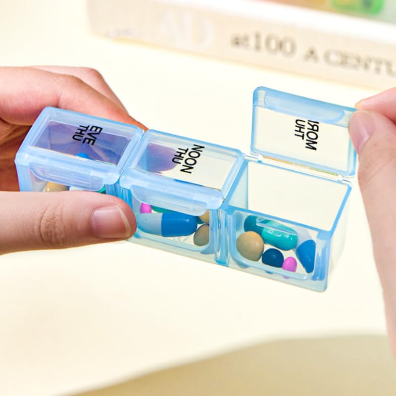 Weekly Pill Organizer 3 Times a Day, 7 Day AM Noon PM Medicine Planner with 21 Large Compartments, Portable Vitamin and Supplement Organizer Box for Daily Pills