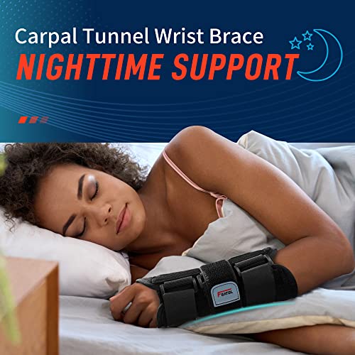FEATOL Carpal Tunnel Wrist Brace Left Hand, Small/Medium+ Wrist Brace with Ergonomic Wrist Splint Left Hand, Small