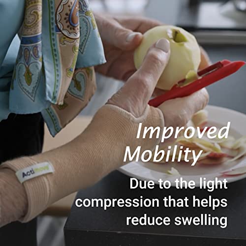 Actimove Arthritis Care Wrist Support with Heat-retaining Fabric – Drug-Free Pain Management for Arthritis, Increases Blood Circulation – Left/Right Wear - Beige, Medium
