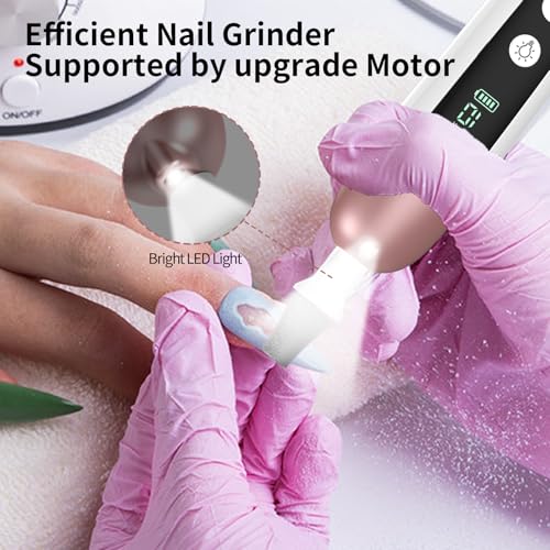 Cordless Electric Nail File Set, Professional Manicure Pedicure Kit with Memory Modes, 10 Speed Portable Nail Drill Machine, Pedicure Tools for feet, Hand Foot Care Tool for Thick Nail Toenail Cuticle Pink-Standard