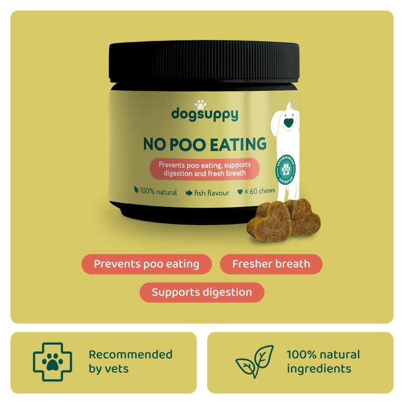 DogSuppy No Poo Eating Chews for Dogs – Helps Stop Dog Eating Poo, Supports Gut Health & Digestion, Fresher Breath, 100% Natural Ingredients, Coprophagia, Stool Eating Deterrent, Fish Flavour