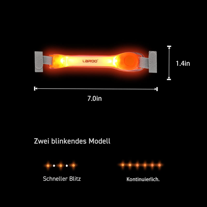 LaRoo Safety LED light band for dogs and cats, LED light flashing light with Velcro fastener, easy to attach to collar, leash and harness, waterproof, bright, outdoor sports, orange - BeesActive Australia