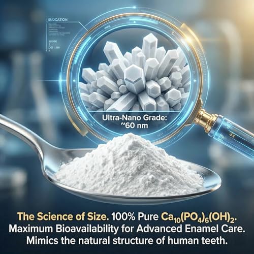 Nano+ Hydroxyapatite Powder (90g / 3 oz) - Ultra-Fine Enamel Repair & Maximum Sensitivity Care, Clinical Grade Fluoride-Free Alternative with Premium Stainless Steel Spoon Nano+90g