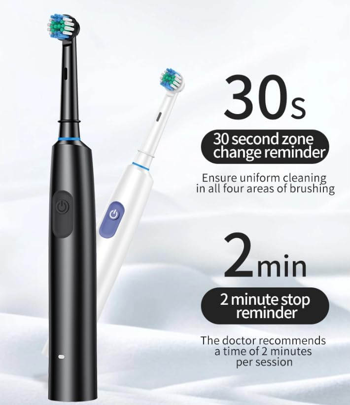 Magnetic Suspension Rotating Electric Toothbrush, 5 Modes Waterproof Sonic Cleaning, 8 Brush Heads and Storage Case for Traveling, Camping, Riding (White) White