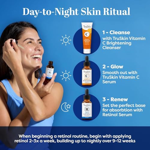 TruSkin Retinol Serum for Face with Hyaluronic Acid & Cica, 2 fl oz 2 Fl Oz (Pack of 1)