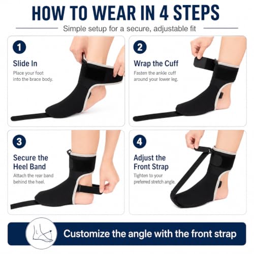 Plantar Fasciitis Night Splint Sock, Soft Adjustable Foot Sock with Arch Supports Massage Ball for Sleeping, Relief Heel Pain Achilles Tendonitis Foot Drop for Women Men