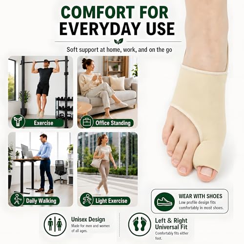 Bunion Corrector Sleeve for Women & Men, 1 Pair Beige Small