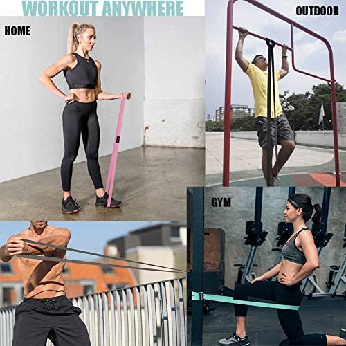 Long Resistance Bands for Working Out Women, Fabric Resistance Band, Stretch Bands for Exercise Bands Resistance Bands Set for Physical Therapy, Elastic Bands for Exercise, Ligas para Hacer Ejercicio Pink/Mint/Gray/Black - BeesActive Australia