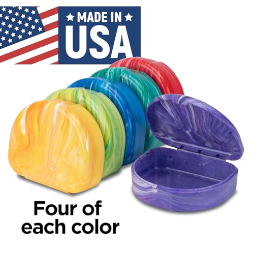 Marble Retainer Cases with Labels, Assorted Colors, 24 Pack Marble