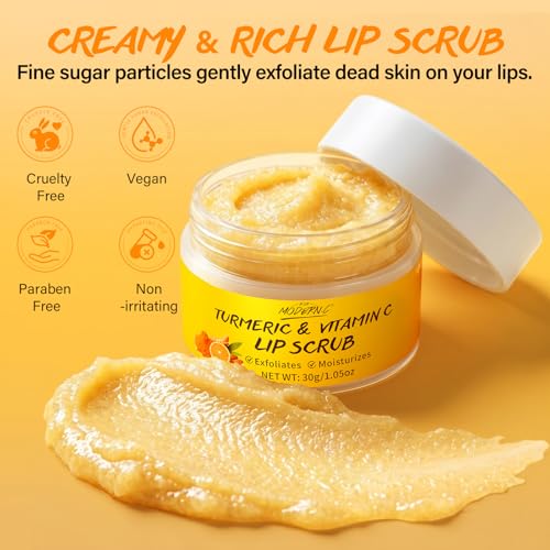 Turmeric Lip Scrub for Dark Lips Vitamin C Lip Scrubber Exfoliator