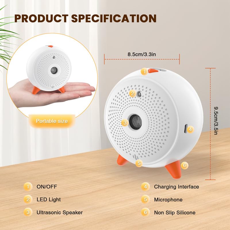 Dog Bark Deterrent Devices, Indoor Barking Dog Deterrent, 33FT Anti BarkingDevice for Dogs, Indoor Bark Control for Dogs Rechargeable BarkBox Stop Barking, White