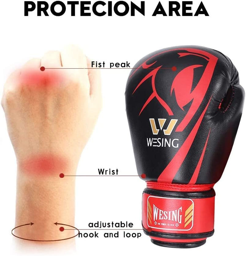Wesing Kids Professional Boxing Gloves Men Women Boxing Gloves Kickboxing Sparring Workout Training Gloves for Adult Kid Pink 10oz
