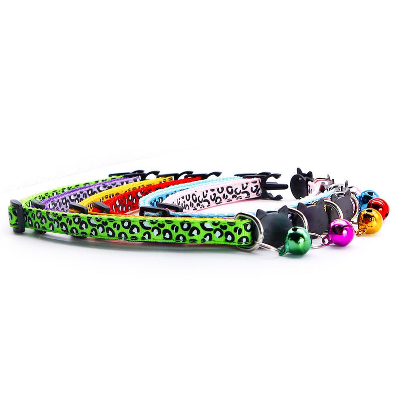 Reflective 2 Pack Breakaway Cat Collars with Bell Leopard Pattern Cute Kitty Adjustable 7.5-12.5 Inch Safe Kitten Collars Charms (Green) Green - BeesActive Australia