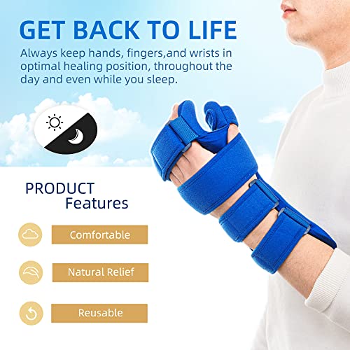 Fanwer Resting Hand Splint, Stroke Hand Therapy Equipment for Stroke Recovery Patients, Carpal Tunnel Syndrome, Arthritis, Tendinitis, Metacarpal Breaks (Medium Left) Medium Left
