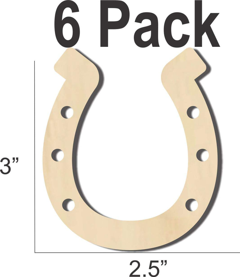 3" Horseshoes - 6 Pack - DIY Crafts - Horseshoe - Wood Cutout USA Made, Unfinished Wood - BeesActive Australia