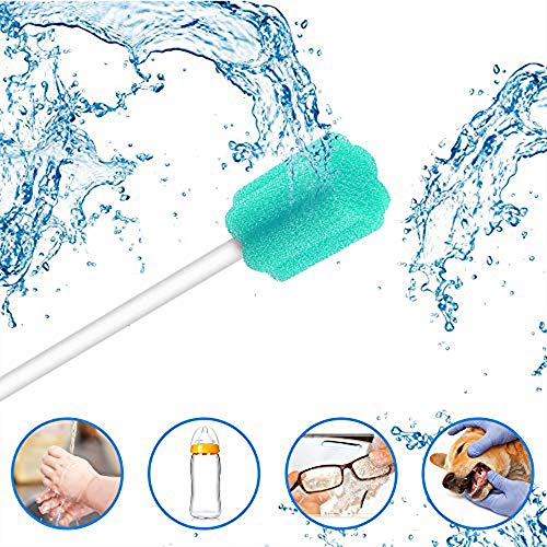 250 Count Disposable Mouth Swabs Sponge, Unflavored & Sterile Oral Swabs 250 Pack sky blue