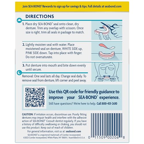 SEA BOND Denture Adhesive Seals, Original, Lowers, 30 Count (4 Pack) 30 Count (Pack of 4)