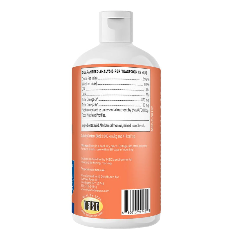 Premium Wild Alaskan Salmon Oil for Dogs – MSC Certified Wild Alaskan Fish Oil for Skin & Coat, Hip & Joints, Allergies & Itchy Skin- Omega 3 Fish Oil for Dogs with Sockeye Salmon Oil (8oz) 8oz