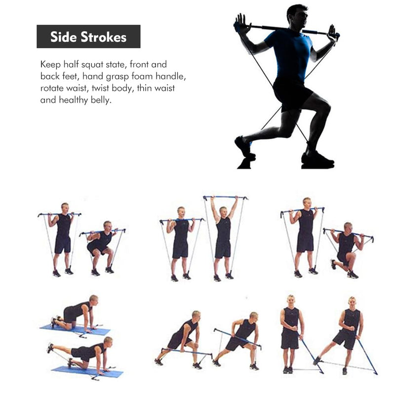 Pilates Bar Kit with Resistance Bands,Multifunctional Pilatess Bar,Stretched Fusions Toning Bar,Pilates Sculpt Bar,Home Gym Equipment for Women & Men Home Gym Pilates Yoga Black