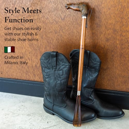 FootFitter 23” Shoe Horn, Premium Long Length Shoe Aid (Made in Italy) Golf Club Handle